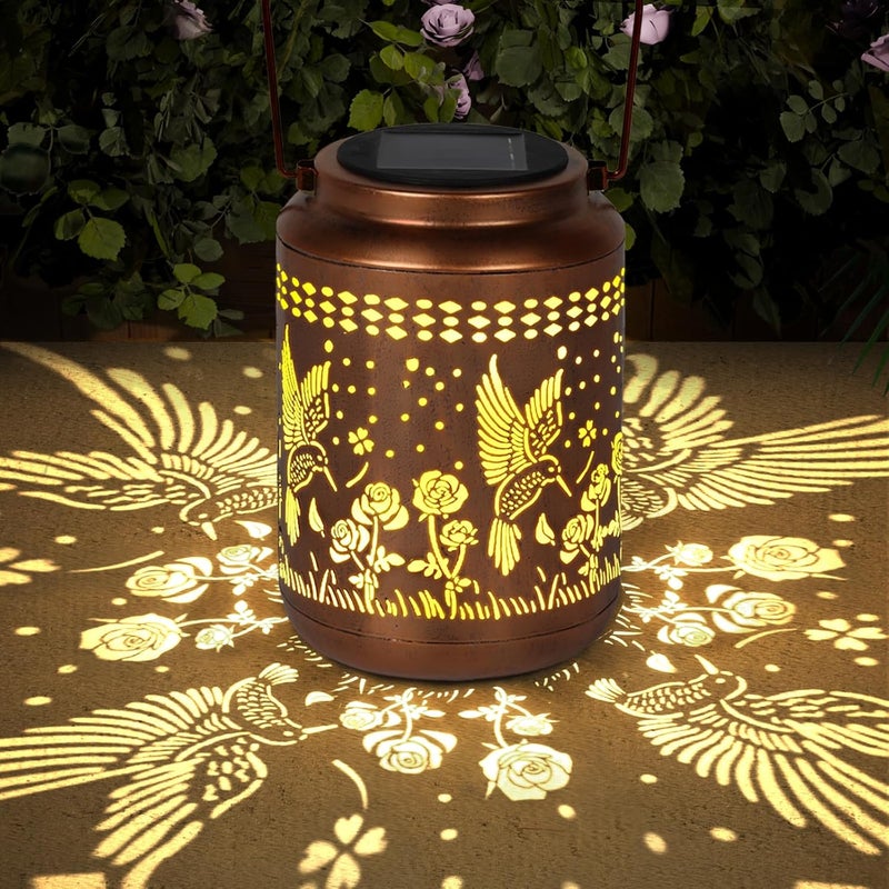 Buwheekoki Hummingbird Solar Lantern Outdoor Hummingbird Decor Garden Decor Waterproof Decor Light Hanging Solar Lights Yard Decor, Christmas Gifts, Gifts for Women, Gifts for Mom, Gifts for Grandma - Image 1